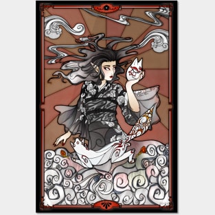 Kitsune Elf Stained Glass Posters and Art